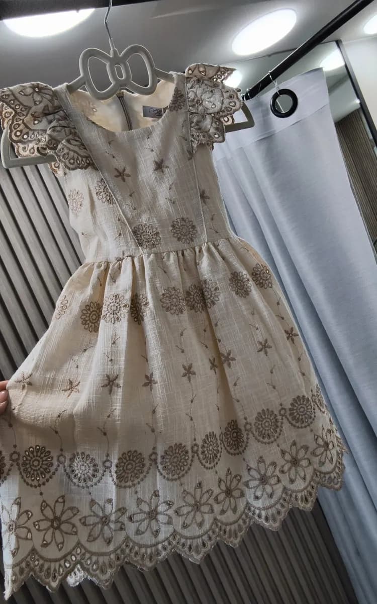 Chic linen embroidered dress